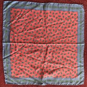 Burgundy and Blue Pure Silk Scarf / Pocket Square